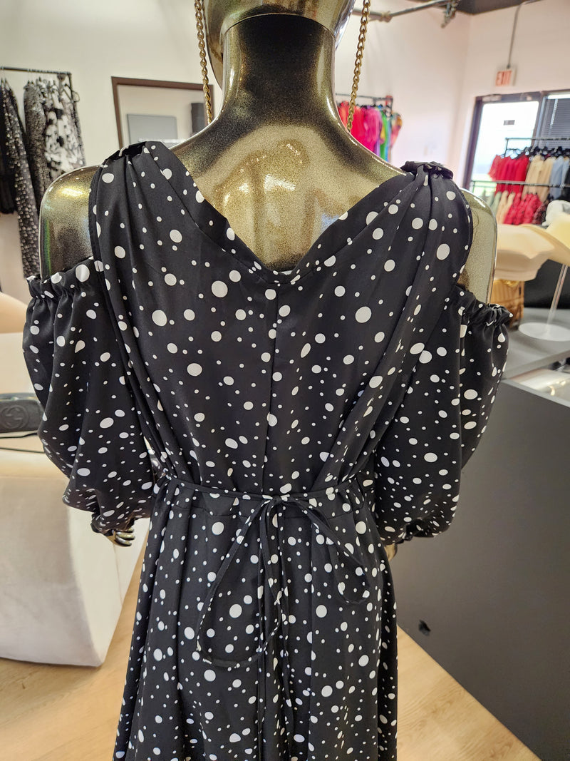 Maxi Polka Dot Pattern Black Dress