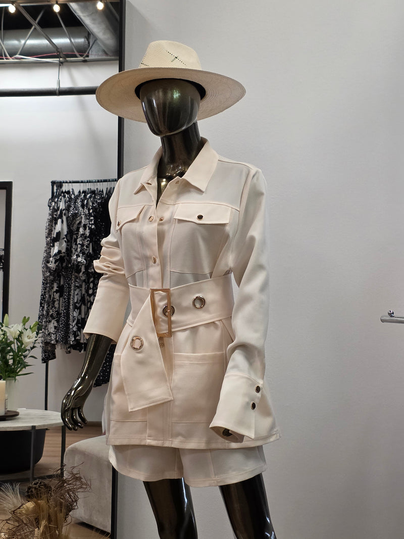 Jacket and Short Set Cream Color
